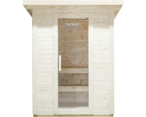 Sauna en bois avec porte en verre