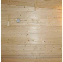 Sauna en bois avec thermomètre et hygromètre