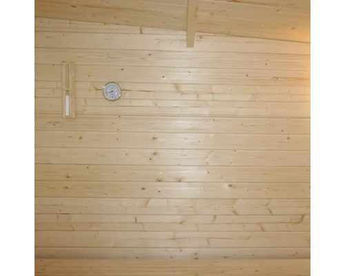 Sauna en bois avec thermomètre et hygromètre