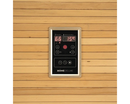 Bedienelement einer Sauna mit digitaler Anzeige und Tasten zur Steuerung