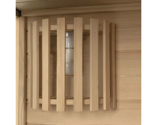Lampe de sauna avec grille de protection en bois
