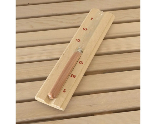 Sablier pour sauna avec cadre en bois et échelle rouge