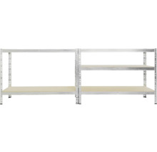 Étagère métallique avec plusieurs tablettes de rangement