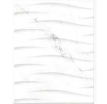 Weiße Wandfliese mit Marmorstruktur und Wellenmuster