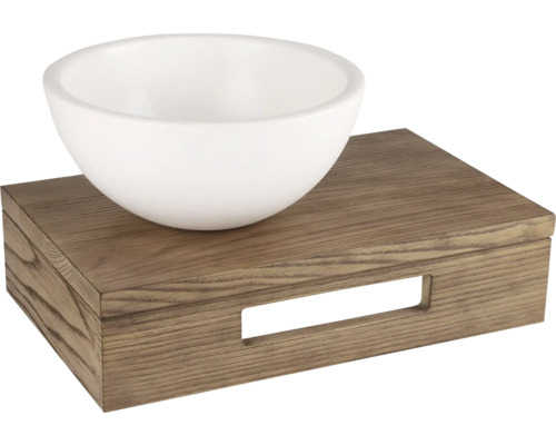 Lavabo sur étagère en bois pour salle de bain