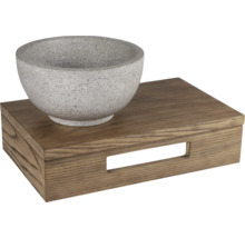 Coupe décorative en pierre sur plateau en bois