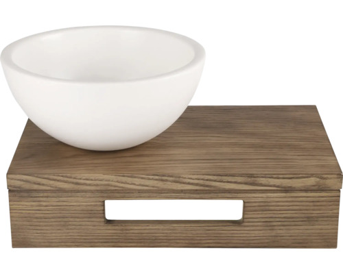 Bol blanc sur plateau en bois