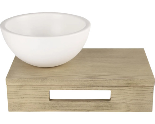 Waschbecken auf einem Holzunterschrank