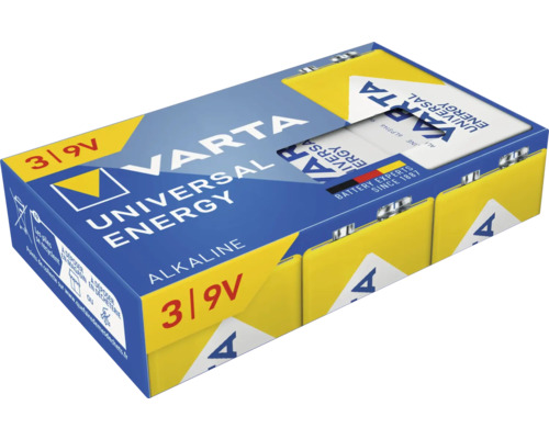 Varta Universal Energy Pile alcaline bloc 9 volts, lot de 3