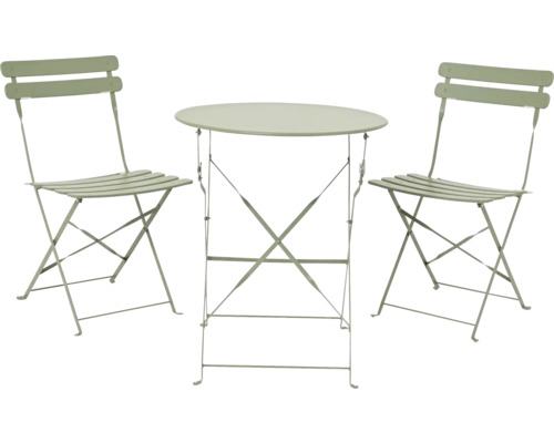 Gartenmöbelset Helsingborg 3tlg. 2x Klappstuhl, Balkontisch grün Gartentischset mit zwei Klappstühlen