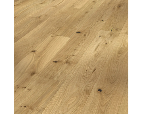 Parquet en bois véritable chêne rustique huilé nature Classic 3060 plancher de maison de campagne 2200 x 185 x 13 mm Plancher en bois de chêne avec grain