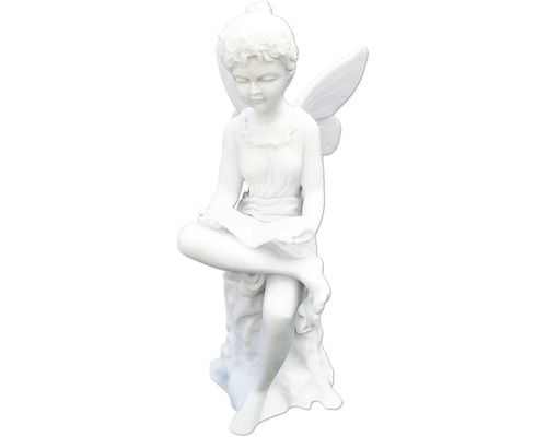 Dekorative Gartenfigur einer sitzenden Fee mit Flügeln