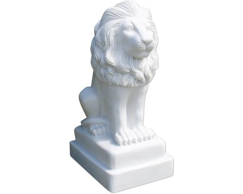 Dekofigur Lafiora Löwe Keramik 43 x 28,5 x 70 cm weiß Löwenstatue aus Stein für den Aussenbereich