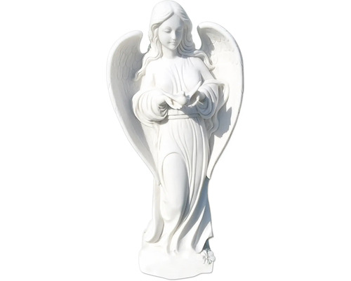 Statue d'ange avec un oiseau dans les mains