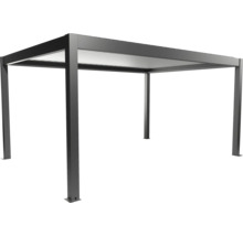 Pergola grise autoportante avec toit à lamelles.