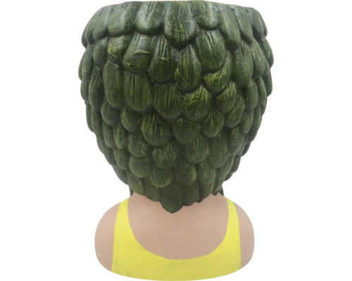 Pot de fleurs en forme de fille vue de dos avec des cheveux en forme d'écailles