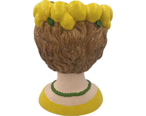 Jardinière décorative en forme de tête de femme avec décorations de citrons