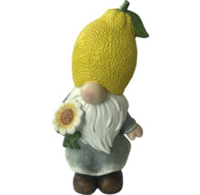 Gartenzwerg mit Zitronenhut und Sonnenblume