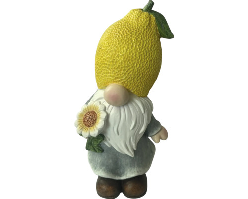 Gartenzwerg mit Zitronenhut und Sonnenblume