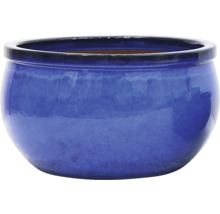 Blauer Keramikblumentopf