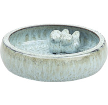 Abreuvoir à oiseaux en céramique avec décoration d'oiseaux
