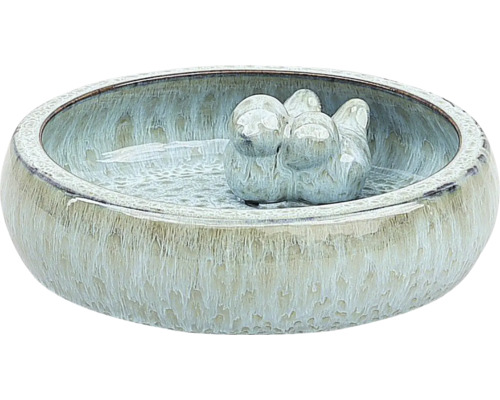 Abreuvoir à oiseaux en céramique avec décoration d'oiseaux