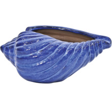 Cache-pot bleu en forme de coquillage