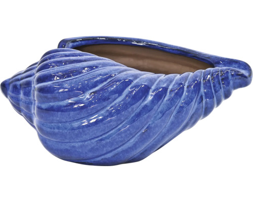 Pot de fleurs Lafiora coquillage céramique 44 x 29 x 18,5 cm bleu Cache-pot bleu en forme de coquillage