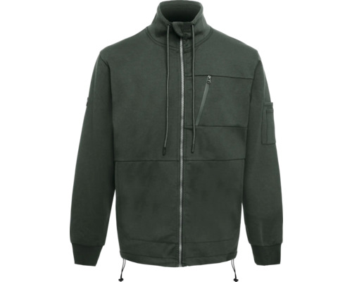 Grüne Sweatjacke mit Reißverschluss und Taschen
