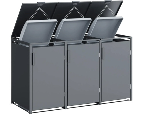 Système de tri des déchets avec trois conteneurs et ouvertures séparées
