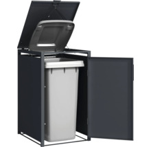 Cache-conteneur avec couvercle et porte ouverts avec poubelle