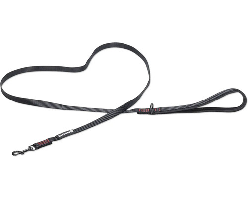 Schwarze Hundeleine aus Nylon mit Karabinerhaken und Handschlaufe