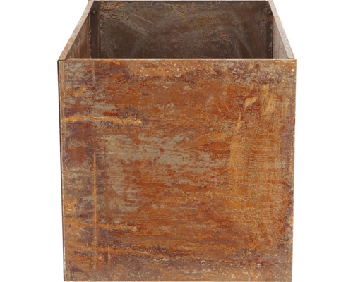 Quadratischer Pflanzkasten aus Metall mit Rostoptik