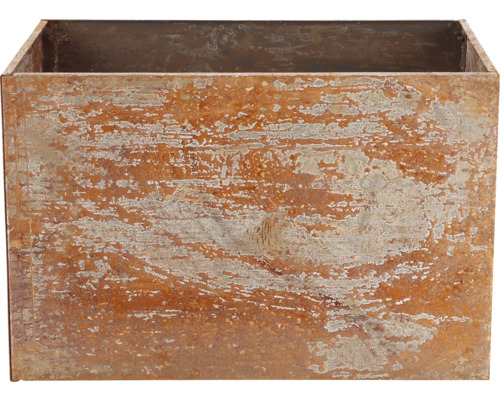 Rechteckiger Pflanzkasten aus Metall mit Rostoptik