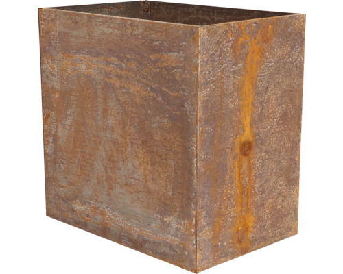 Jardinière rectangulaire en métal aspect rouille