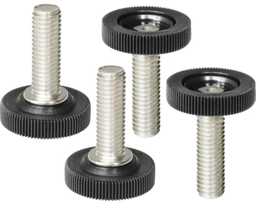 Stellfüße aus Metall mit gerändelter Kunststoffbasis