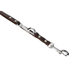 Laisse pour chien en cuir marron avec mousquetons argentés