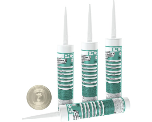 PCI Silcoferm® S Silikon Dichtstoff für innen und aussen jasmin 310 ml Mehrere Kartuschen PCI Silcoferm S Dichtstoff und eine Dichtstoffwulst