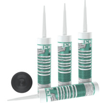 Plusieurs cartouches de mastic PCI Silcoferm S et un bouchon d'arrêt noir