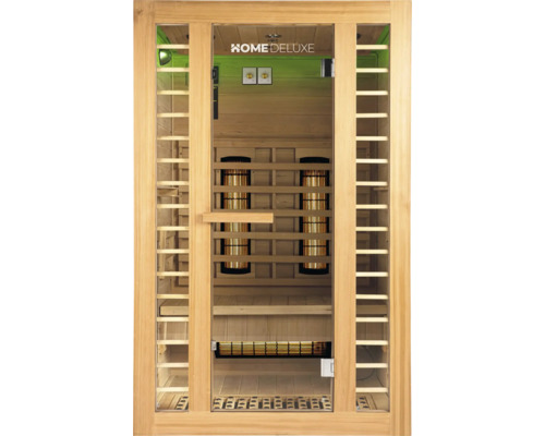 Sauna avec radiateurs infrarouges et porte en verre