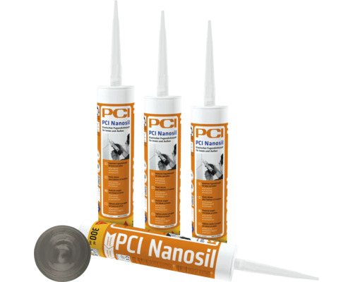 PCI Nanosil® Elastischer Fugendichtstoff für innen und außen zementgrau 300 ml Mehrere Kartuschen PCI Nanosil elastische Dichtungsmasse für den Innen- und Aussenbereich