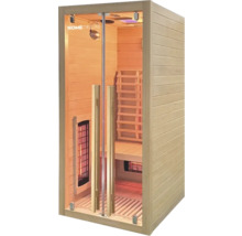 Sauna infrarouge en bois avec porte en verre et éclairage intérieur