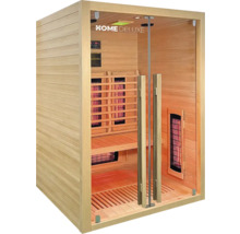 Sauna infrarouge avec porte en verre et revêtement en bois