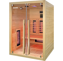 Sauna infrarouge avec façade en verre et revêtement en bois de la marque Home Deluxe