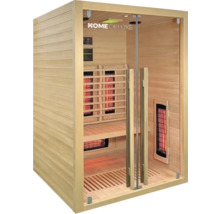 Sauna infrarouge en bois avec porte en verre et radiateurs infrarouges