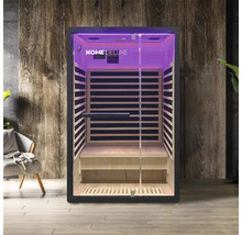 Sauna infrarouge avec porte en verre et habillage en bois