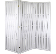 Weißer, dreiteiliger Raumteiler aus Holz