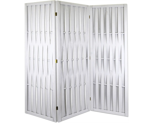 Weißer, dreiteiliger Raumteiler aus Holz