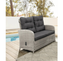 Salon de jardin, canapé deux places en rotin avec coussins d'extérieur