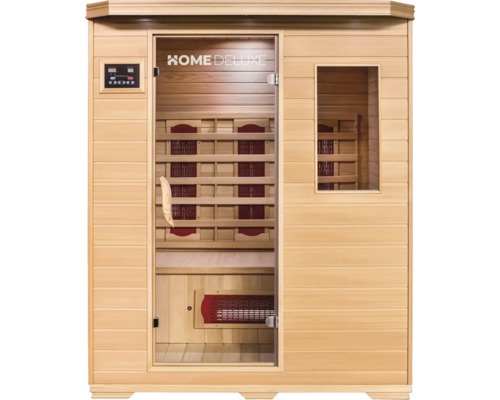 Sauna Home Deluxe en bois avec élément de commande et porte en verre